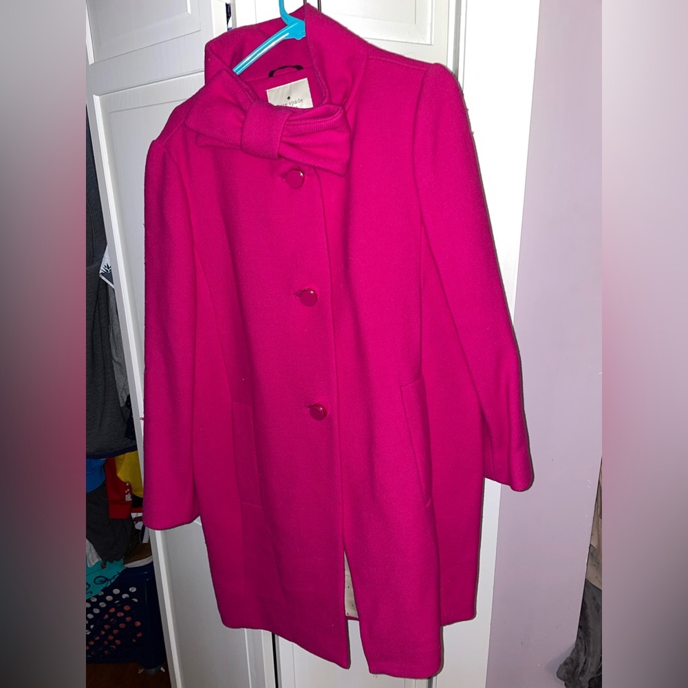 Kate Spade bow wool coat in fuschia size 14